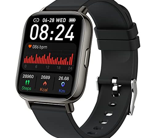 Smartwatch Herren Damen, Fitnessuhr 1.69" Smart Watch Fitness Tracker Uhr mit Pulsmesser/SpO2/Schlafmonitor/Schrittzähler/Stoppuhr/Kalorien IP68 Sportuhr Armbanduhr 24 Sportmodi für Android iOS Motast