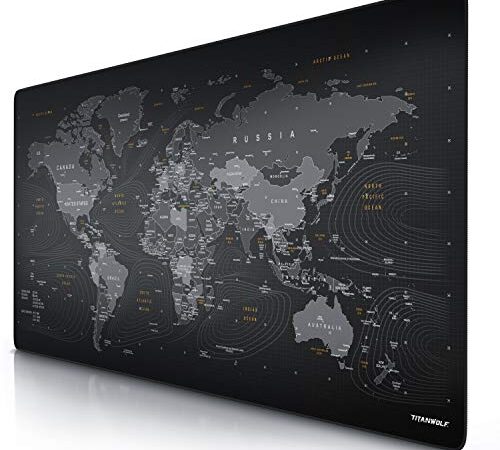 Titanwolf - Übergröße Mauspad 1200x600mm Weltkarte XXXL Mousepad groß mit Motiv Tischunterlage Large Size verbessert Präzision und Geschwindigkeit XXL Gaming z.B. für Logitech Maus und Tastatur