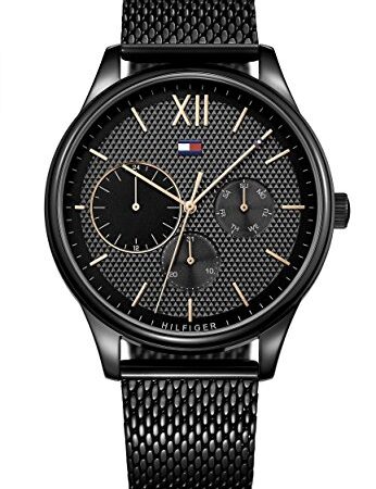 Tommy Hilfiger Multi Zifferblatt Quarz Uhr für Herren mit Schwarzes Edelstahlarmband - 1791420