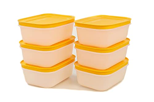 TUPPERWARE Gefrier-Behälter 450 ml weiß-orange Eis-Kristall (6) Eiskristall