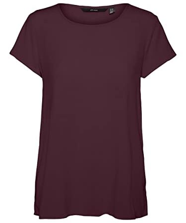 VERO MODA Damen VMBECCA Plain SS TOP GA NOOS T-Shirt, Winetasting, L