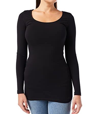 VERO MODA Damen Vmmaxi My Soft Long U-neck Noos' Langarmshirt, Schwarz (Black), M EU